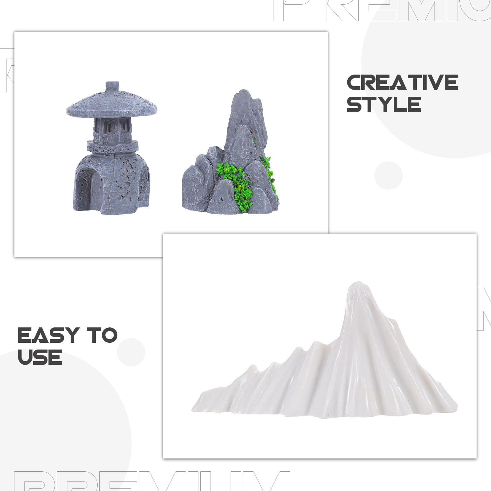 3Pcs Miniature Artificial Land - Bonsai Zen Garden Set ulasan dan harga