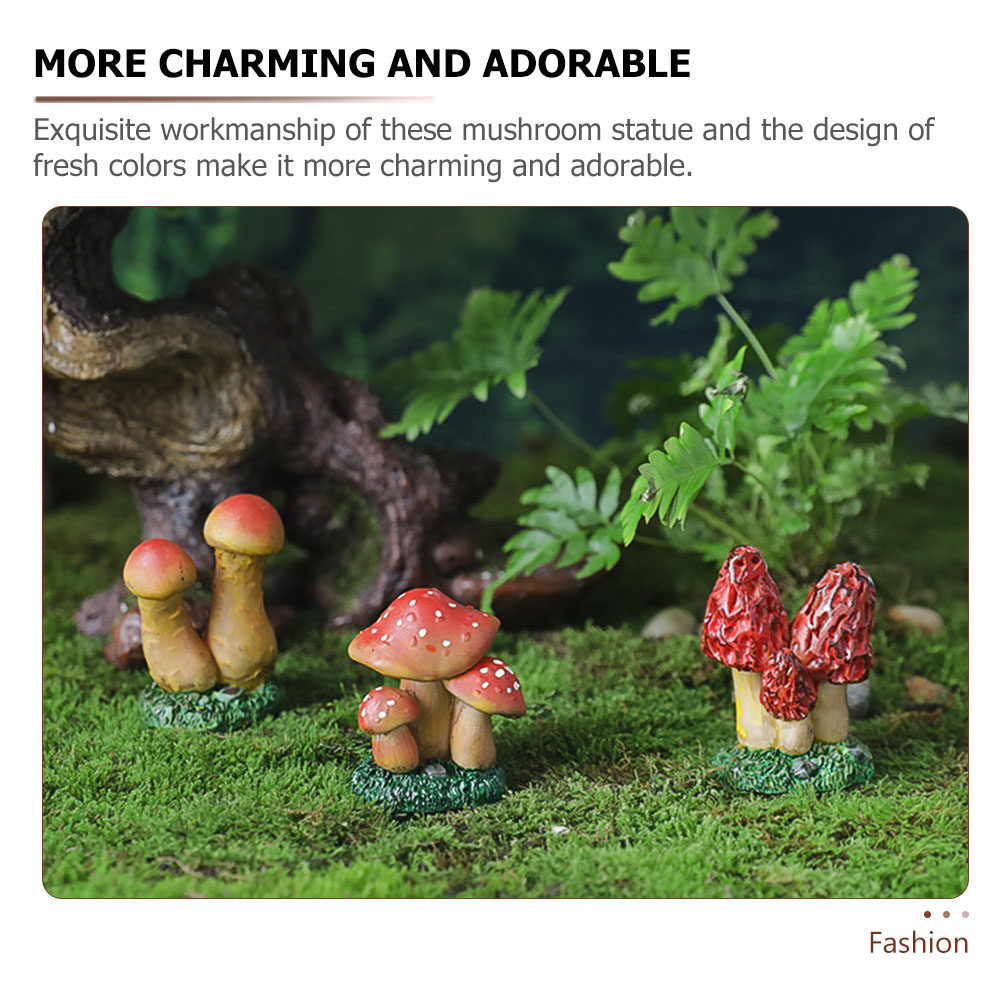 3pcs Miniature Mushroom Decor  - Bonsai Garden Miniature ulasan dan harga