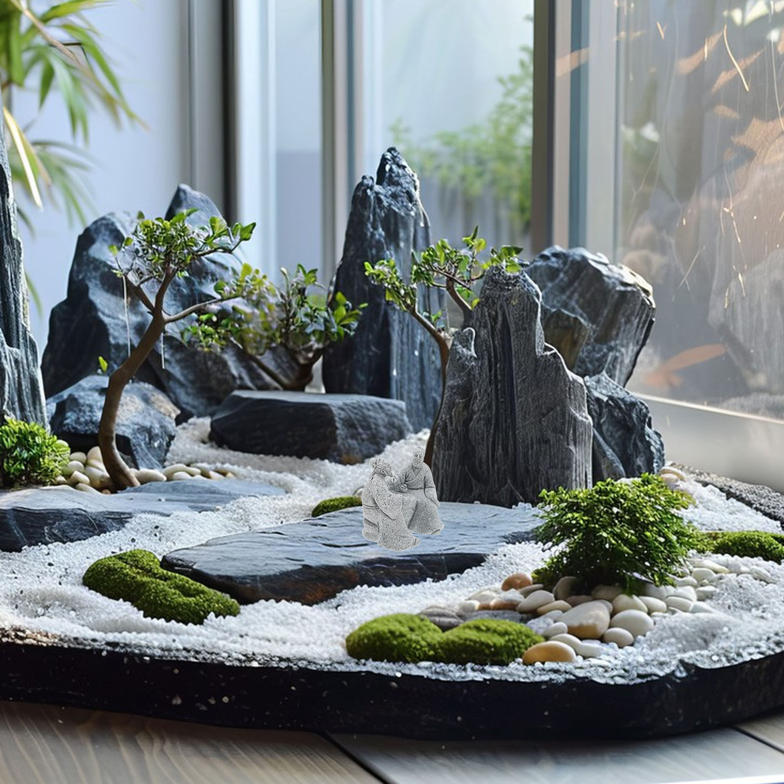 2Pcs Miniature Stone Table Che - Bonsai Zen Garden Set ulasan dan harga